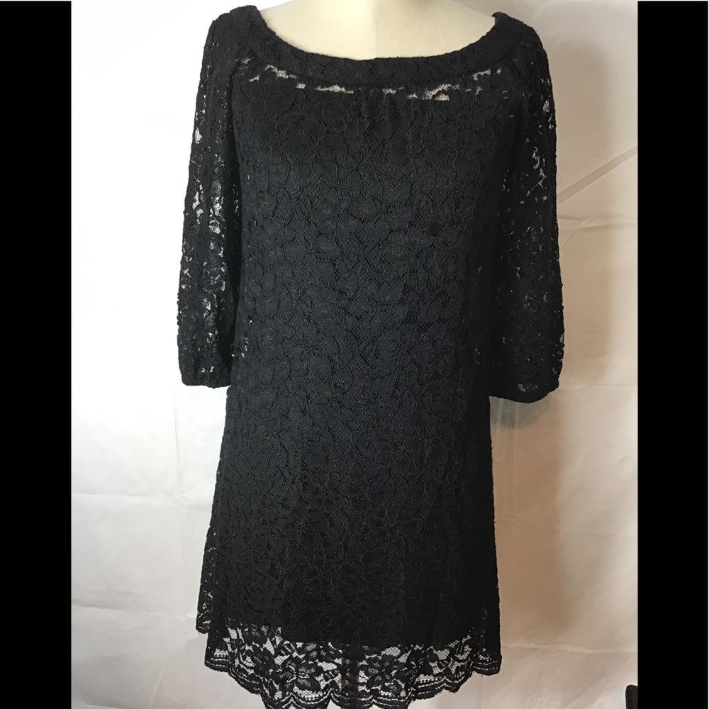 Diane von furstenburg black lace midi dress size 4